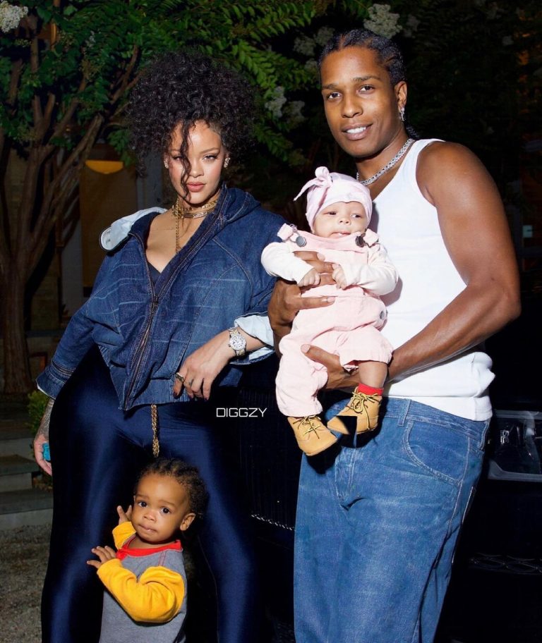 Rihanna, A$AP Rocky, e os filhos: Rza Athelston Mayers e Riot Rose | Foto: Reprodução / Instagram @diggzy